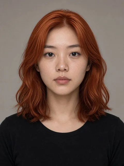 After: the same hair rendered copper