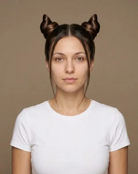 Horned Space Buns, a Halloween hair look in Hairset