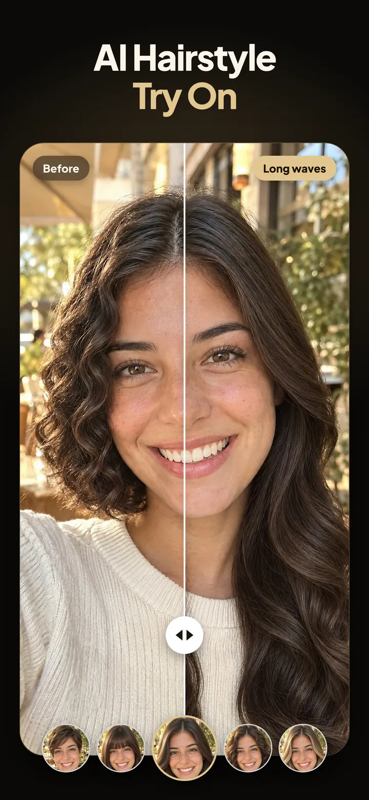 Hairset app screenshot: AI hairstyle try-on