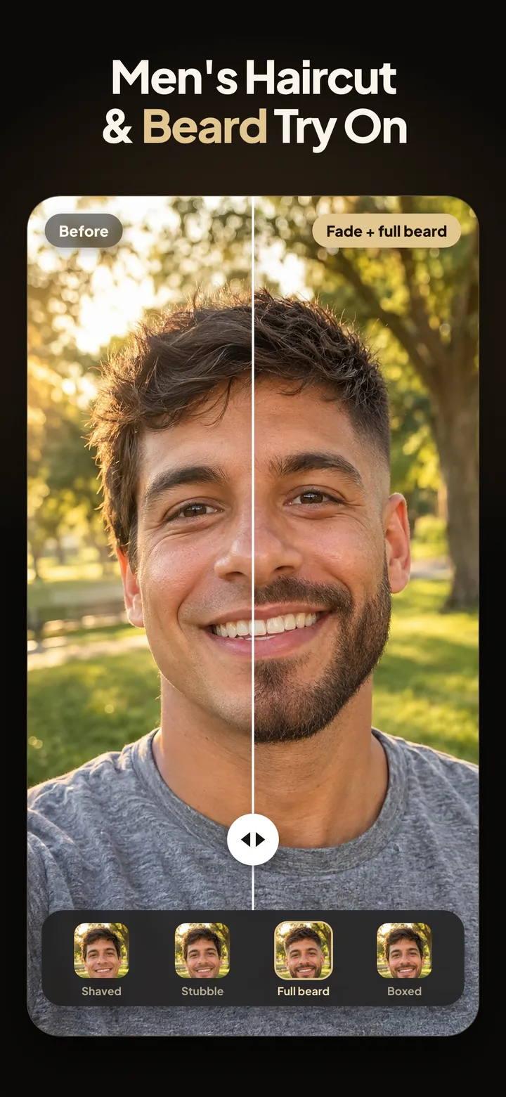 Hairset app screenshot: Men's haircut & beard