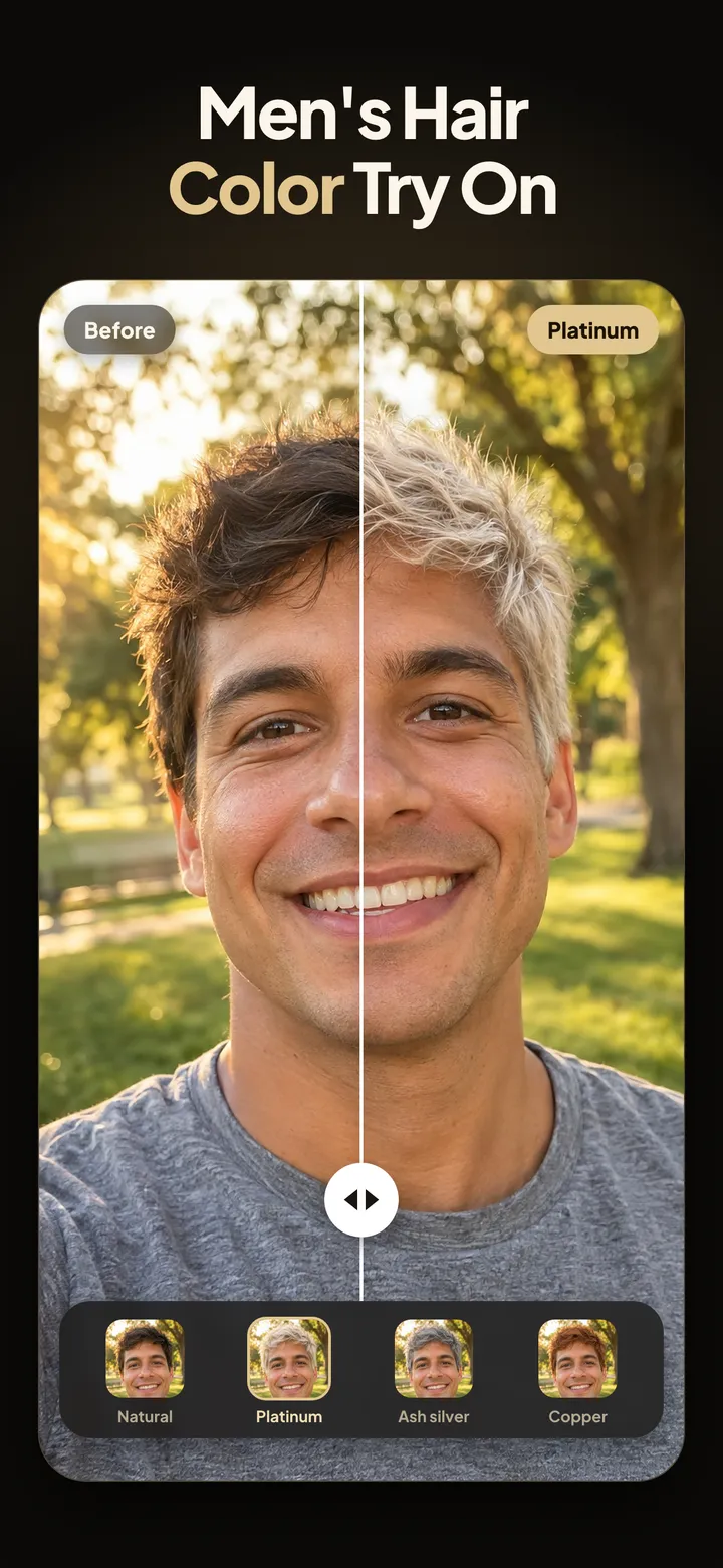 Hairset app screenshot: Men's hair color